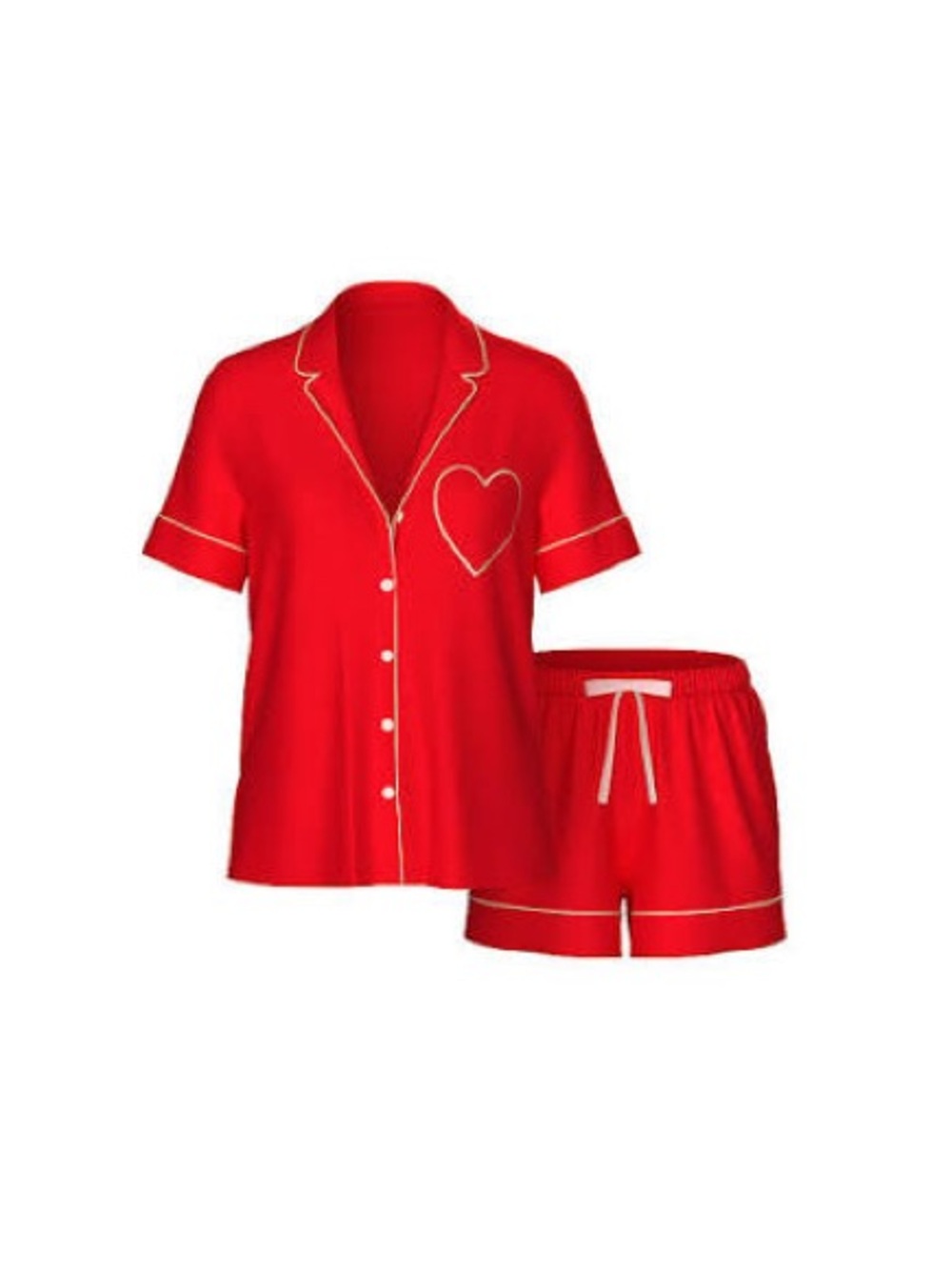Victoria’s Secret signature Glazed Satin Short Pajama Set, Red, Medium , NWT